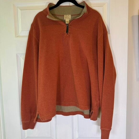 Jos. A. Bank Rust Brown 1/4 Zip Cotton Pullover Sweater Men Large Casual Classic - Picture 2 of 6